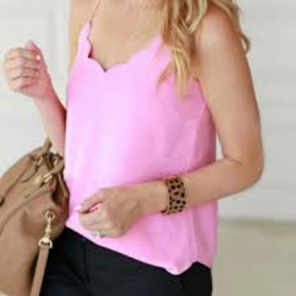 Bubble gum pink size 6 j crew scallop tank